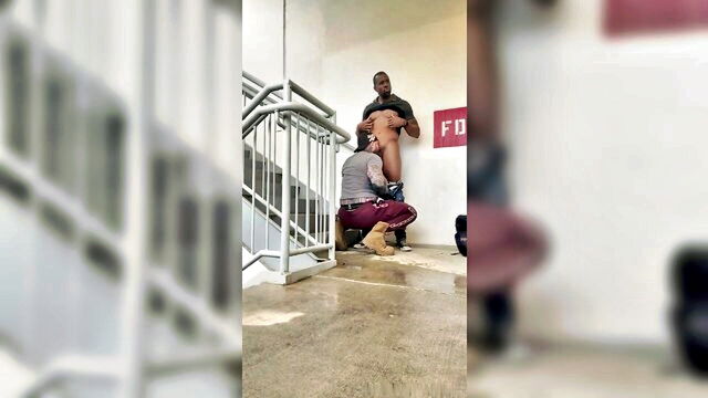 daddy, muscles, stud - stairwell slut bareback
