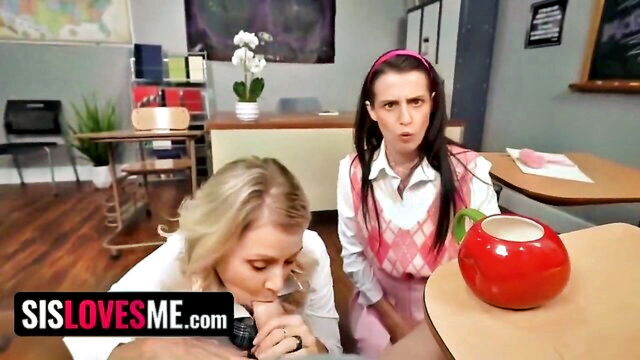 katie morgan, aubree valentine - aubree and katie get caught in class