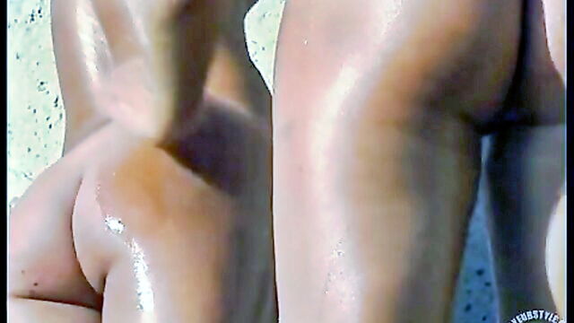 tight, girls, teen - oily teen beach spy