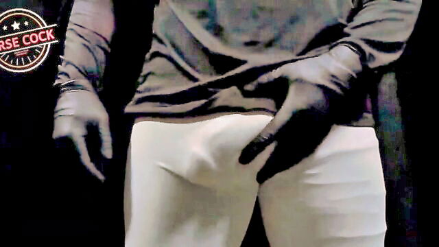 big cock, horse cock, compression shorts - bator 3207 handjob