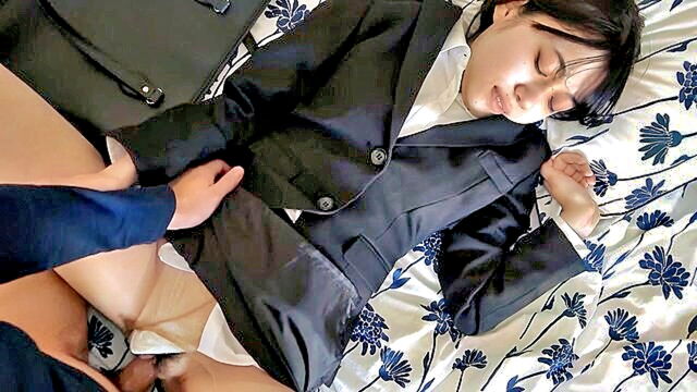creampie, asian, japanese - young japanese secretarys pov creampie with pantie tease