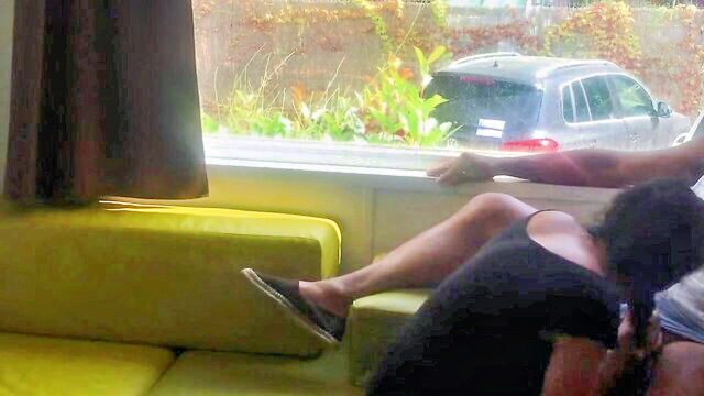 front window, best cock sucker, camping - camper van window blowjob
