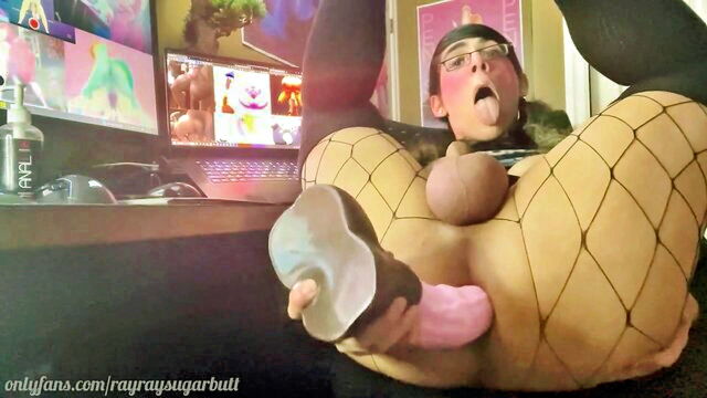big balls, solo, fake tits - goon femboy rayray sugarbutt