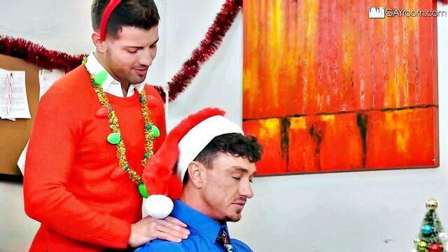 big cock, gayroom, pornstars - office christmas party sex