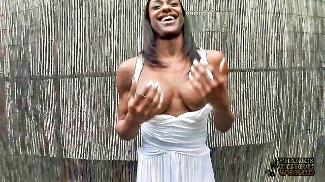 tall, dress, solo - black transsexual cock show