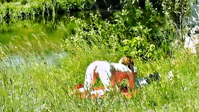 public naked sunbathing blonde