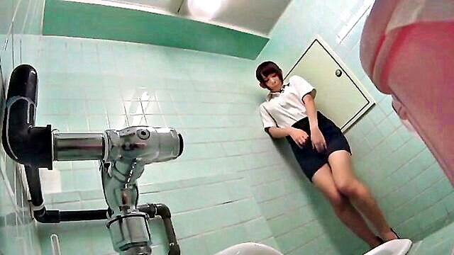 japanese, big tits, masturbation - japanese nurse indulges in solo pleasure in the restroom