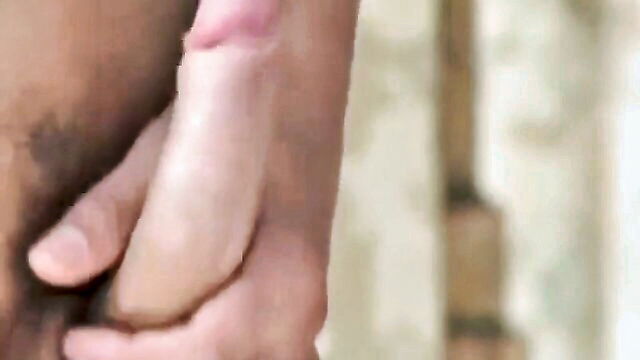 handjob, cum shots, public outside - solo boy masturbation