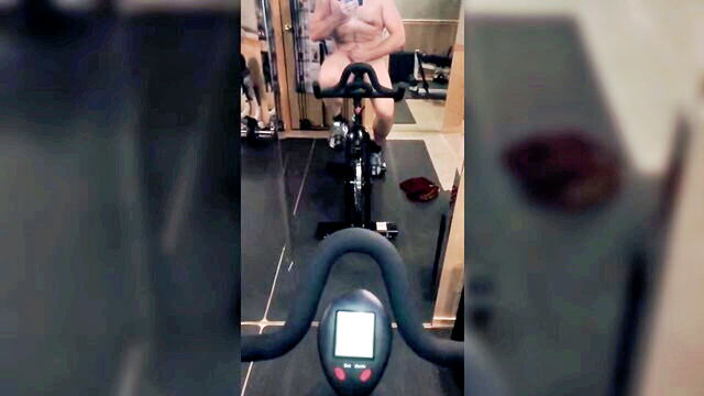 gay naked cycling, exercise, gay gym masturbation - gym cycling masturbation