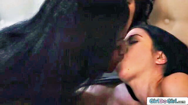 hairy, big tits, brunette with big tits - lesbian couple fool around