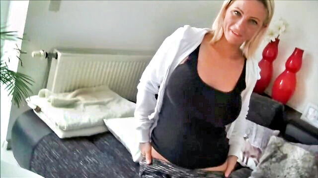 big boobs, blonde milf, mom - rough blowjob with big cock