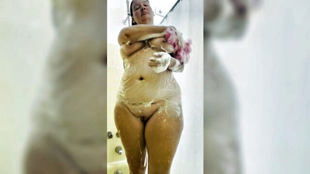 big nipple, big nips, big natural - shower cum shot big tits