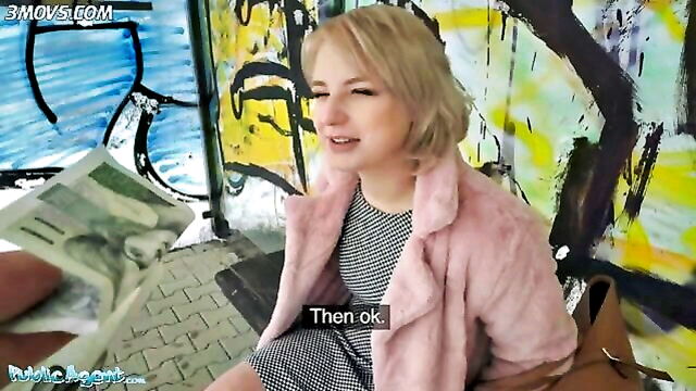 blonde teen bus stop pick up : fakehub