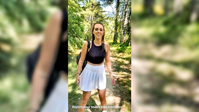 amateur, babes, brunette - youthful french porn in the forest