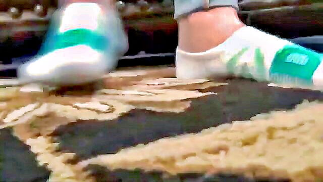 pov, fetish, giantess - giantess reveals her feet and plays with toy in fetish video