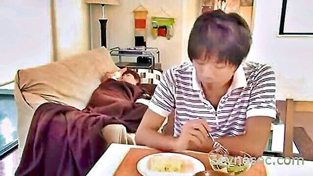 asian, japanese, handjob - japanese housewife entices young man with sensual massage and breast play