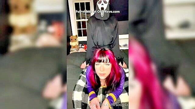 a young cosplay enthusiast gives a blowjob to her partner in various positions : Onlyfans