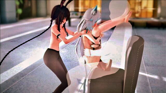 stirrup legwear, lisa (genshin impact), carrying - arknights amiya rosmontis threesome