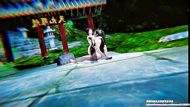 big ass, threesome, asian - big ass hentai babe takes on two in threesome