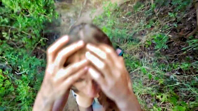pov, big tits, public - risky public sex in woods
