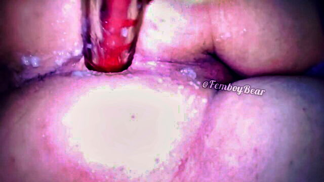 gay creamy butt, oiled ass, gape - slushy femboy ass gapping
