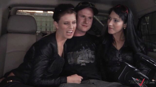 reality, amateur, car - brunette big tits bang bus