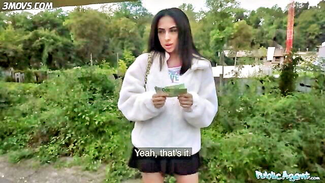 petite brunette gets fucked outdoors