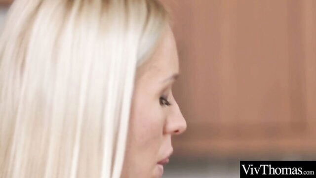 hot lesbian, sexy blonde, cute brunette - lesbian sex in business meeting