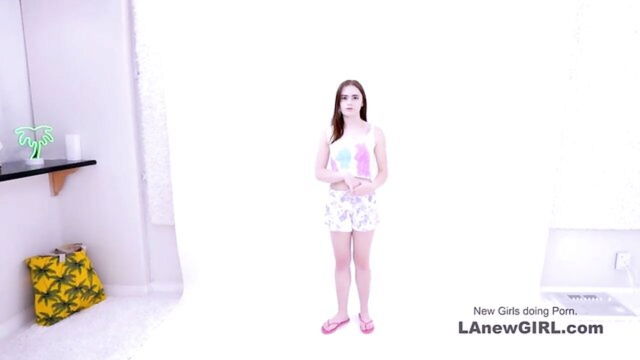 cute brunette, girl on girl, sexy girls - lesbian audition with strapon