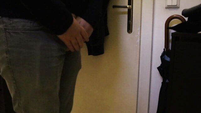 peeing, big cock, amateur - desperate hunk needs toilet relief