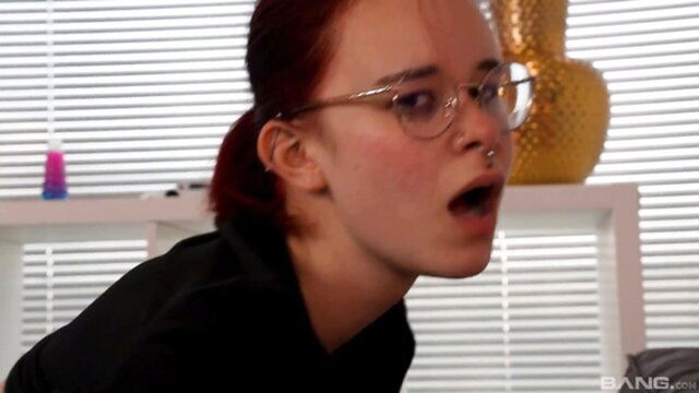 on the, on the sofa, hot teen - older dude sofa action with glasses