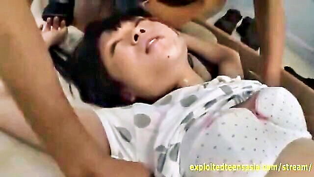 teen, sucking, blowjob - young japanese girl ambushed and subjected to rough deep throat and intensive anal penetration