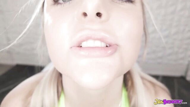 blowjob, blonde, bbc - blond girl gives deepthroat blowjob