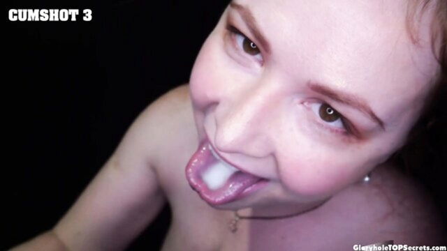 gloryhole, blowjob, redhead - yaya deepthroat blowjob