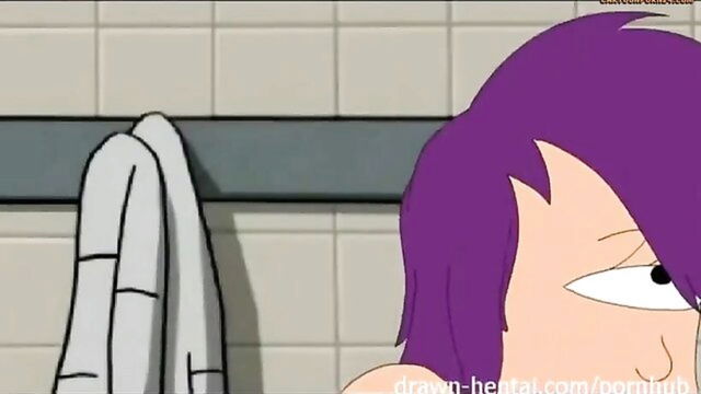 futurama, cartoon, drawnhentai - future sex with leela and philip