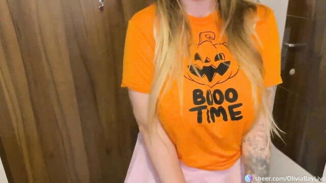 blonde, ass, big tits - blonde halloween big breast vid