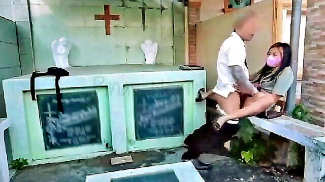 asian, iyotan sa sementeryo, adult - the latest installment in the student teacher sex scandal featuring an asian teacher and her young pupil both caught up in a steamy encounter in the cemetery grounds