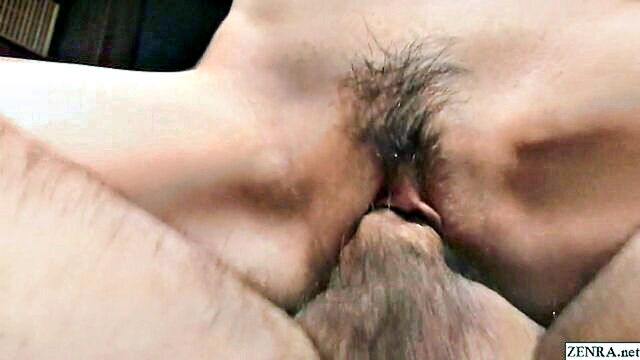 bareback, cowgirl, asian - uninhibited jav taboo encounter between an older man and younger woman standingly