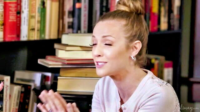 kiara cole - students scissoring in library