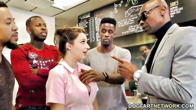 Elektra Rose - waitress elektra rose gets fucked by black customers DogfartNetwork is the undisputed King of Interracial Porn
