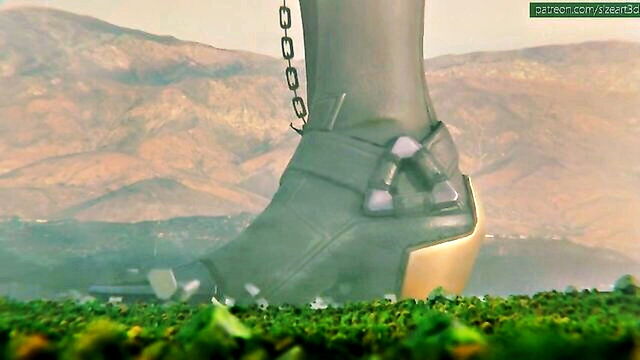 pellenor, feral on female, saeko mukouda (yakuza) - giantess ashe city walk