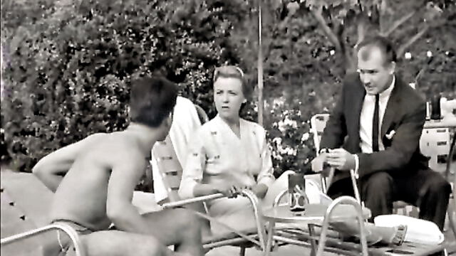 8mm, black and white, stag film - naturist resort vintageporn
