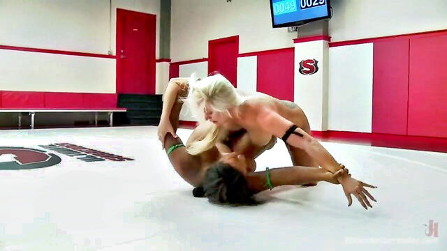 big boobs, blonde, domination - hot wrestling with huge boobs