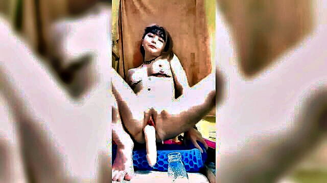 anal, amateur, asian - asian babes squirt game with ejaculating dildo