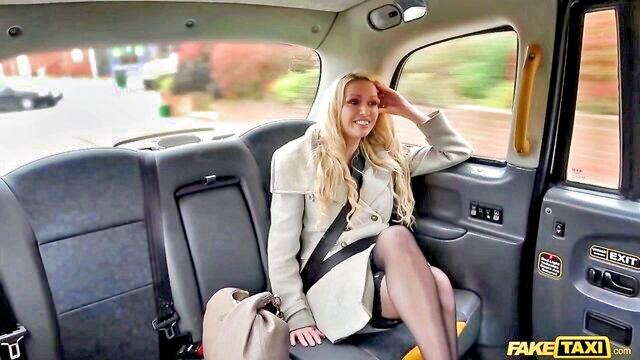 blonde milf, black stockings, in the car - buxom blonde car sex