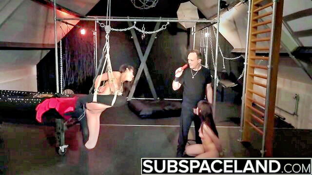 bdsm, hardcore, bondage - hogtied slaves porn