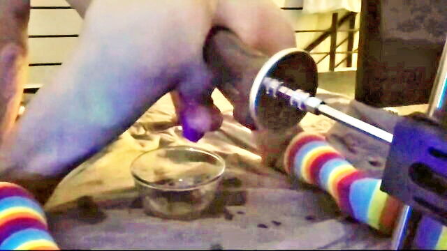 gaping, anal, fucking machine - male chastity amateur action