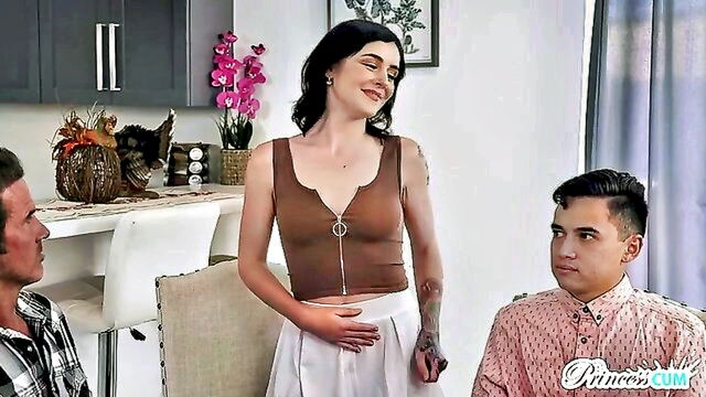 brunette with big tits, doggystyle, big tits - princesscum stepsister pregnant