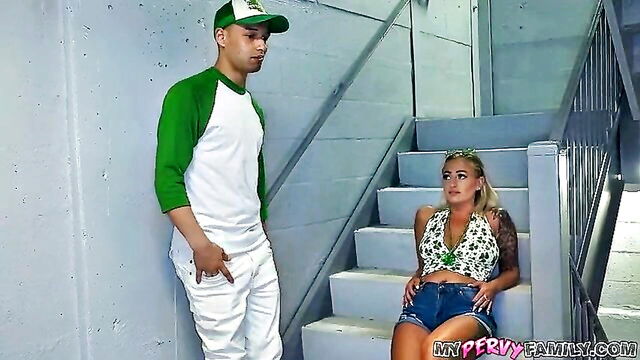 big tits, deepthroat, big tits cock suck - naughty stepsis shows big boobs