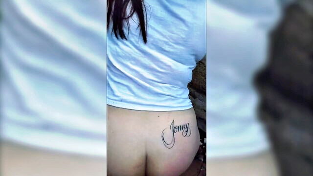 big ass, milf, amateur couple - stepson fucks milf outdoors